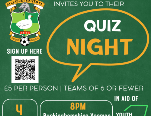 Aylesbury Utd’s annual quiz for Youth Concern